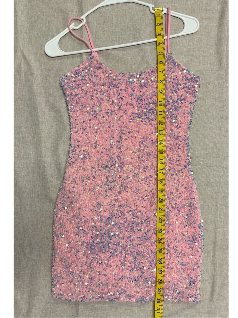 Lucy in the Sky Pink Sequin Mini Bodycon Dress Sleeveless Size S - Picture 6 of 8